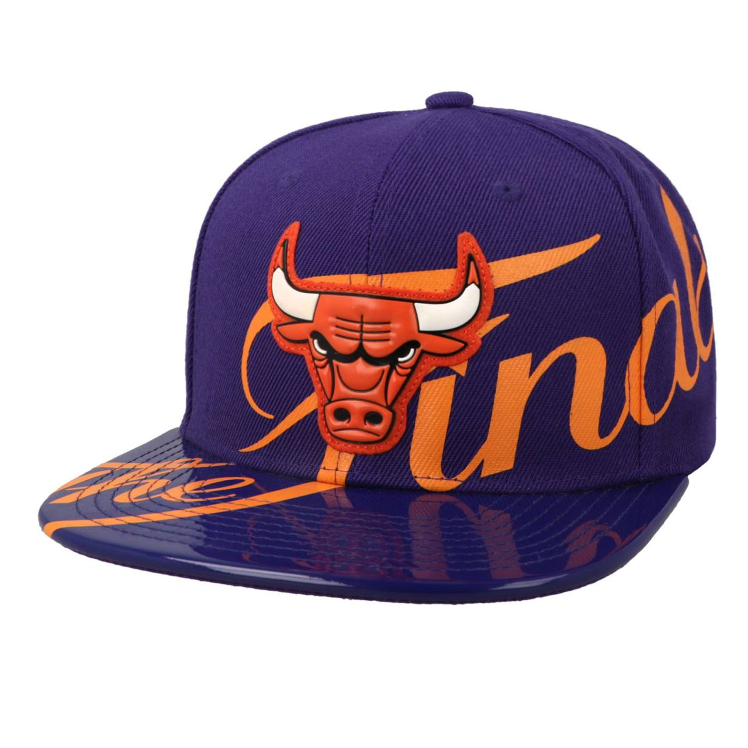 Gorra M&N NBA Finals Wrap Snapback Bulls Morada Naranja