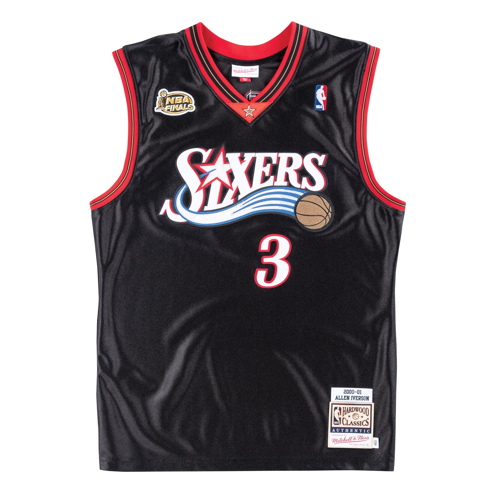 NBA Authentic Road Finals Jersey 76ers 00 Allen Iverson