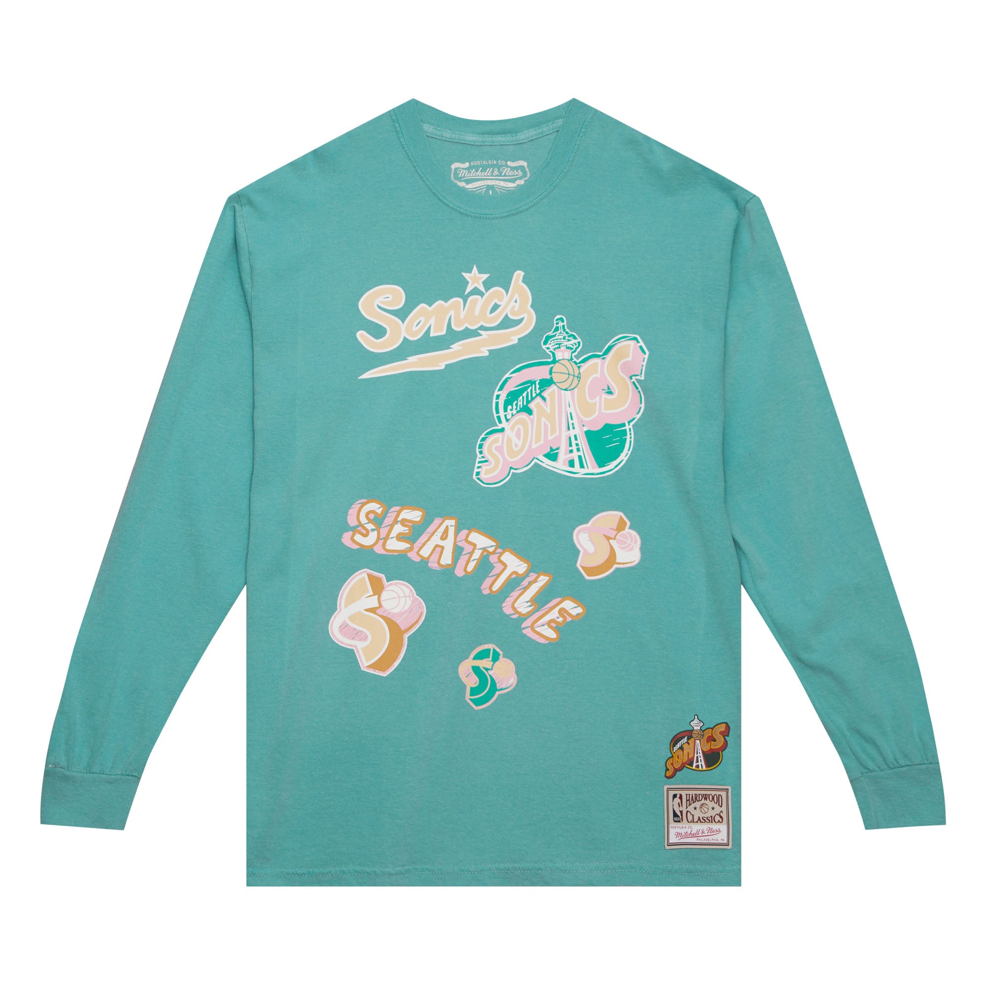 Playera NBA Sidewalk Sketch Ls Tee Hwc Supersonics