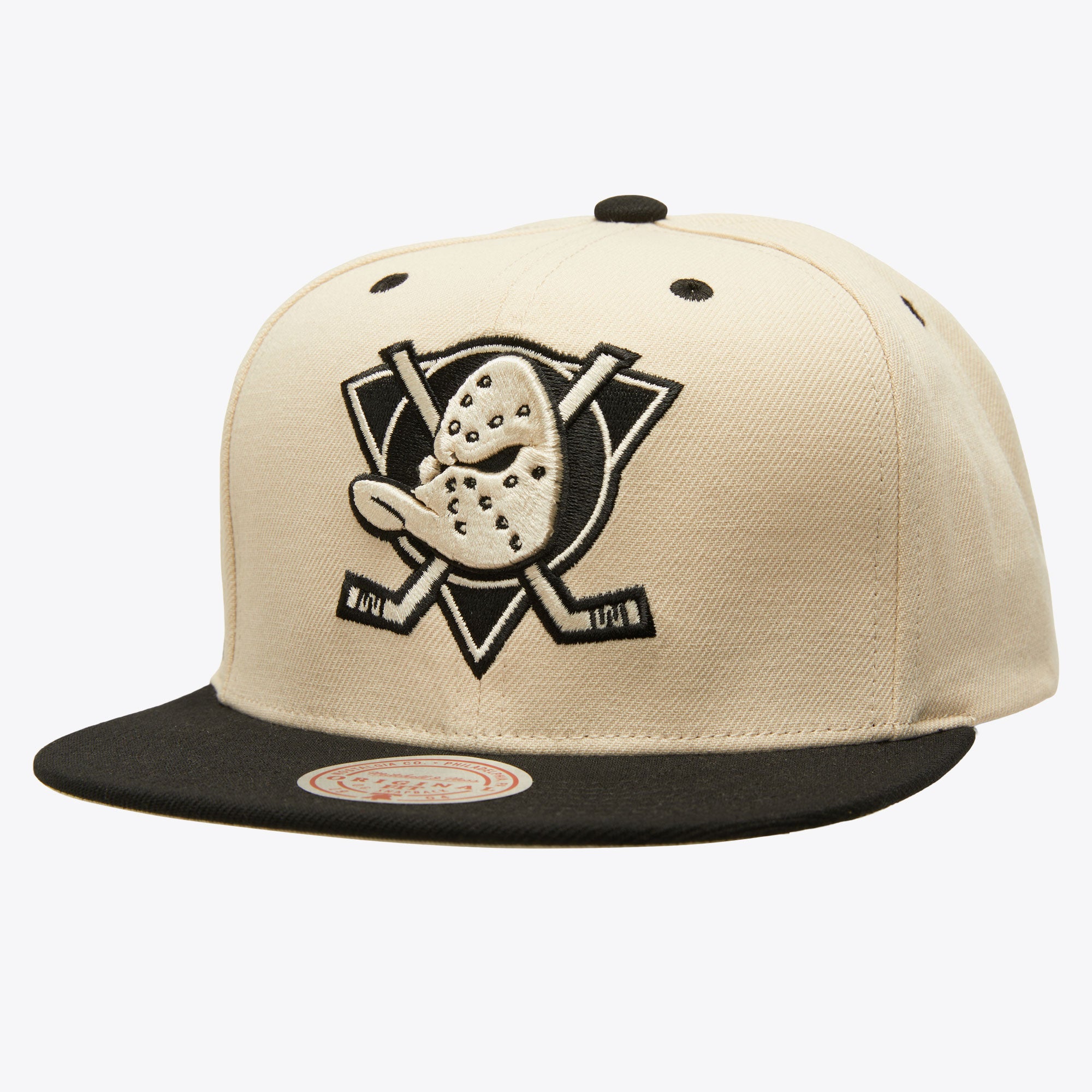 Gorra M&N NHL Evergreen Cream Black Snapback Vntg Ducks