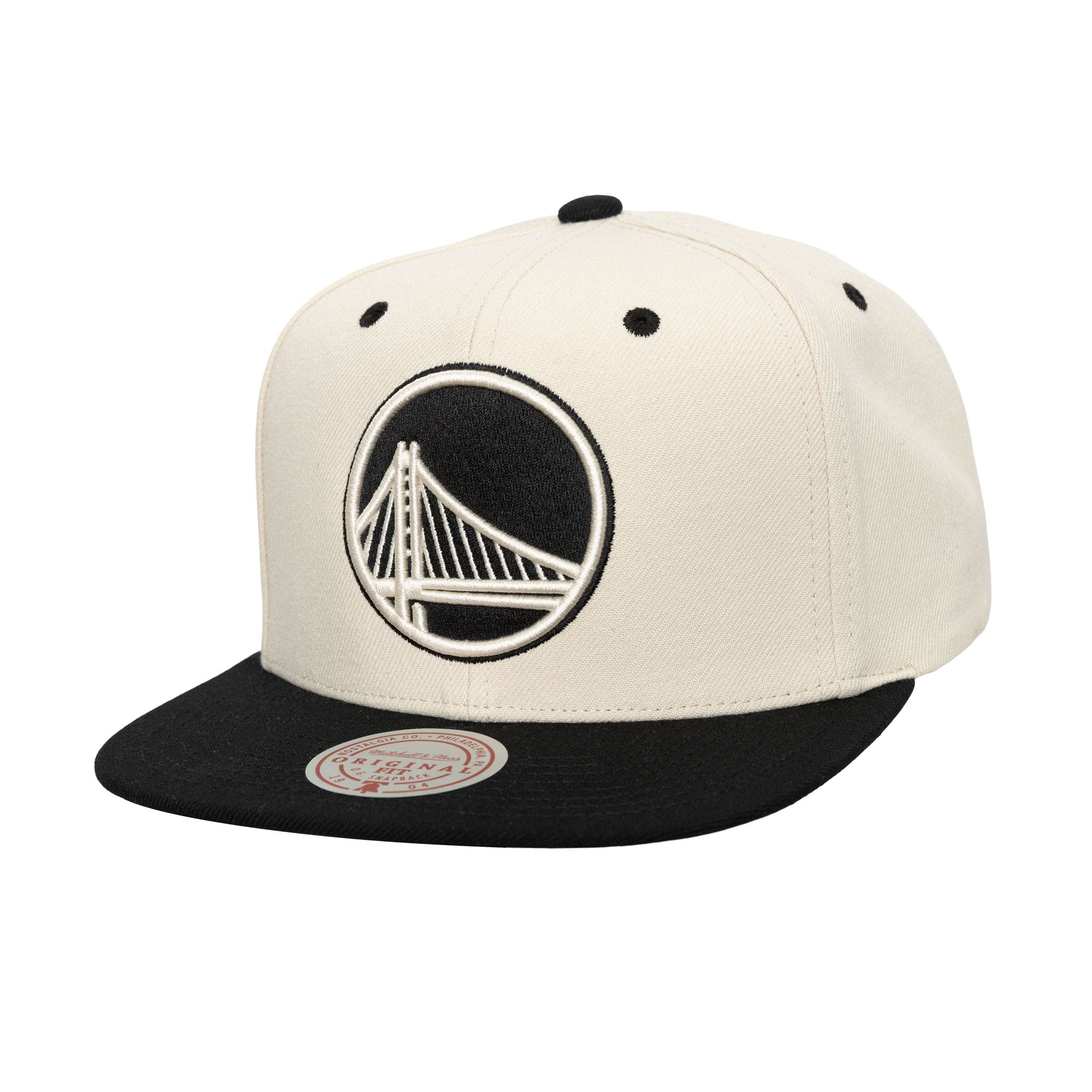 Gorra M&N NBA Evergreen Cream Black Snapback Warriors