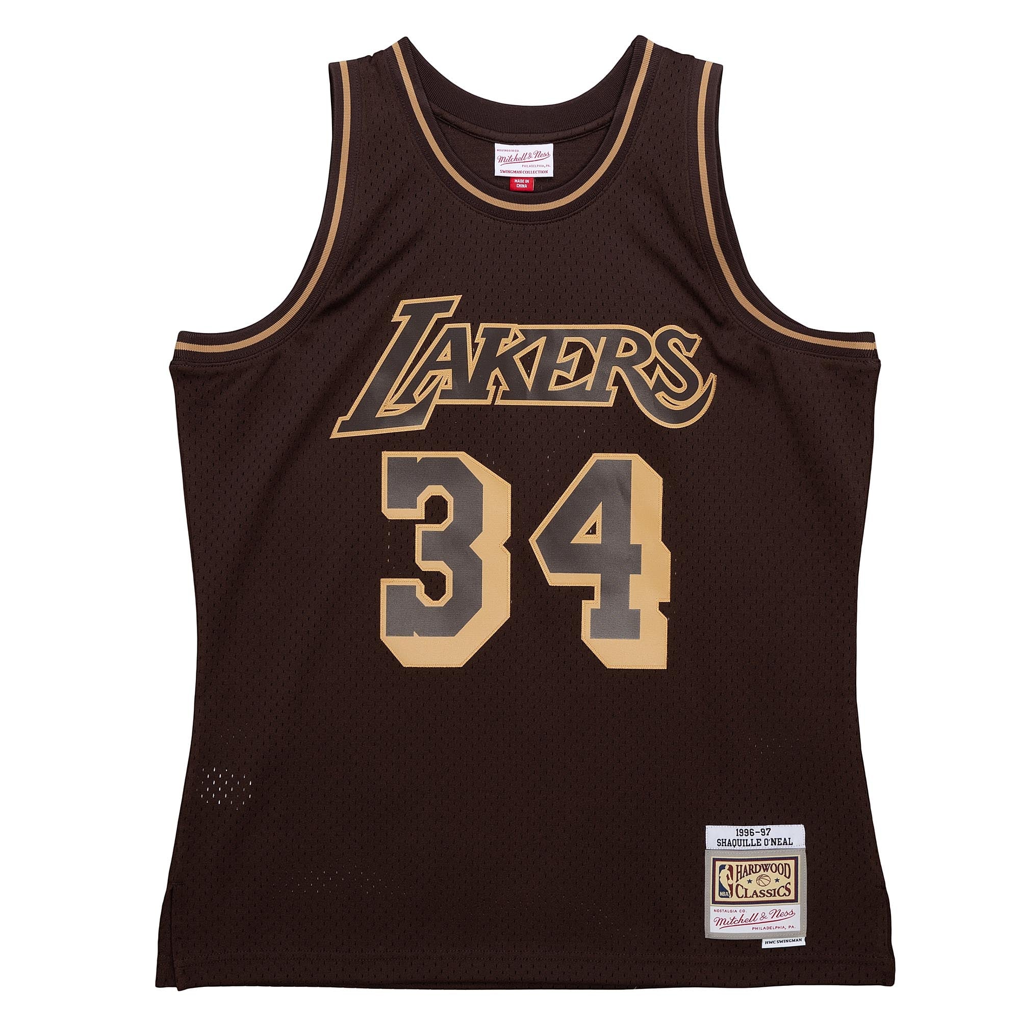 NBA Lux Brown Swingman Jersey Lakers 1996 Shaquille O'neal