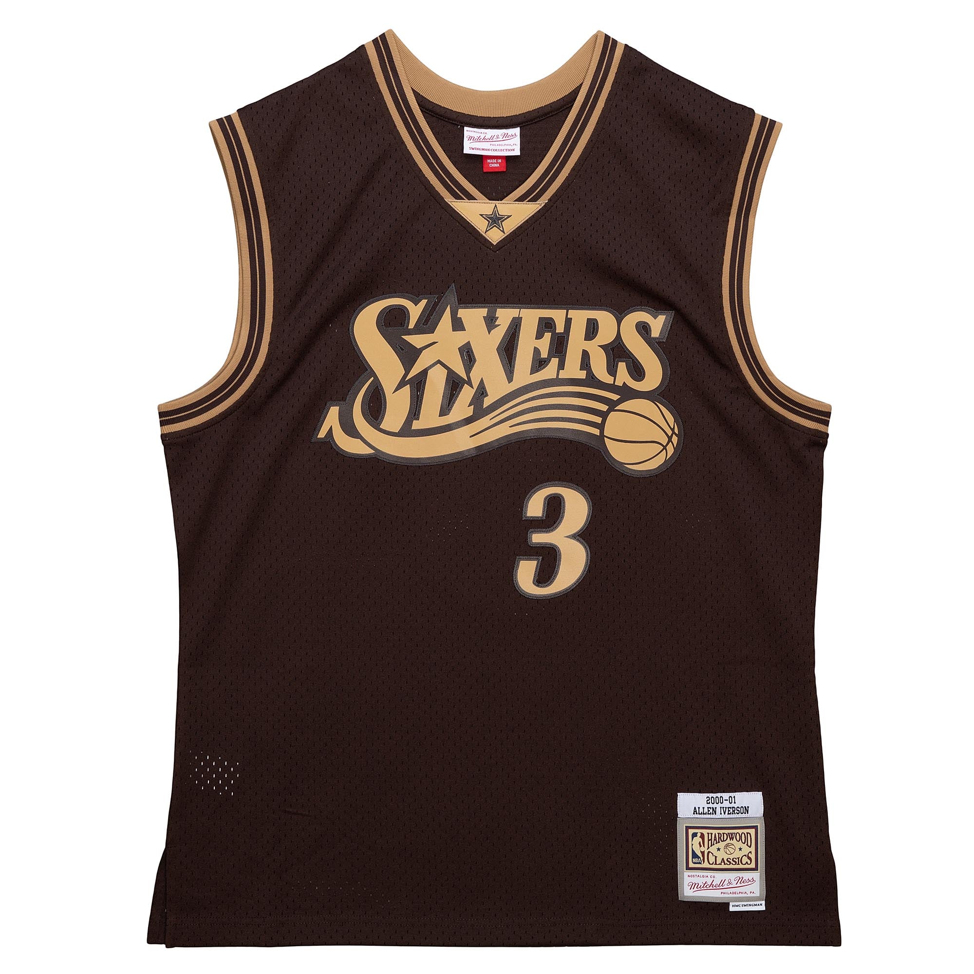 NBA Lux Brown Swingman Jersey 76ers 2000 Allen Iverson