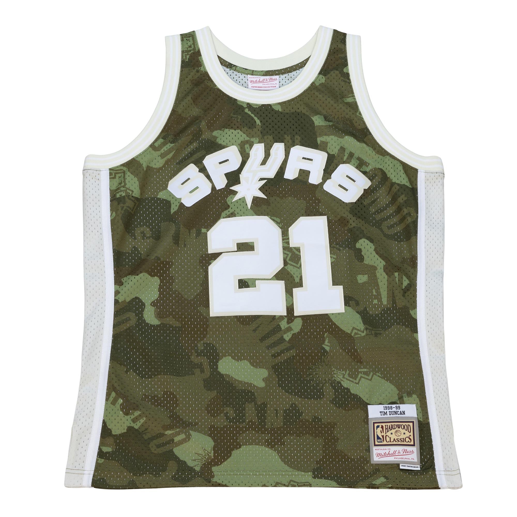 NBA Ghost Green Camo Swingman Jersey Spurs 1998 Tim Duncan