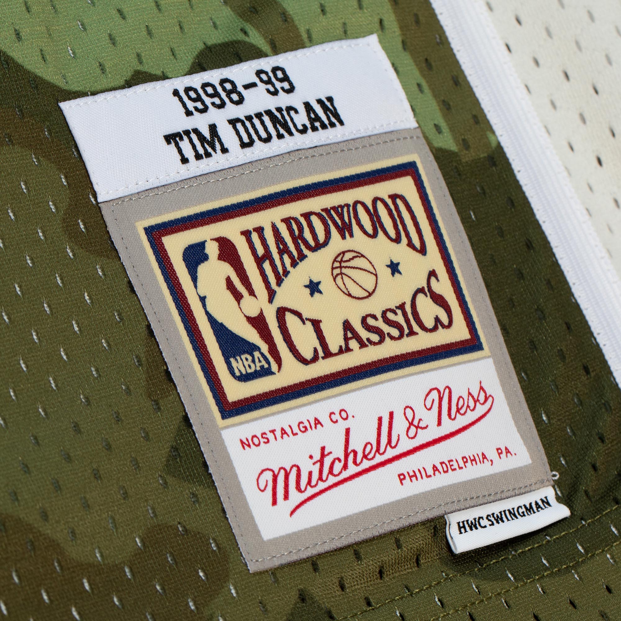 NBA Ghost Green Camo Swingman Jersey Spurs 1998 Tim Duncan