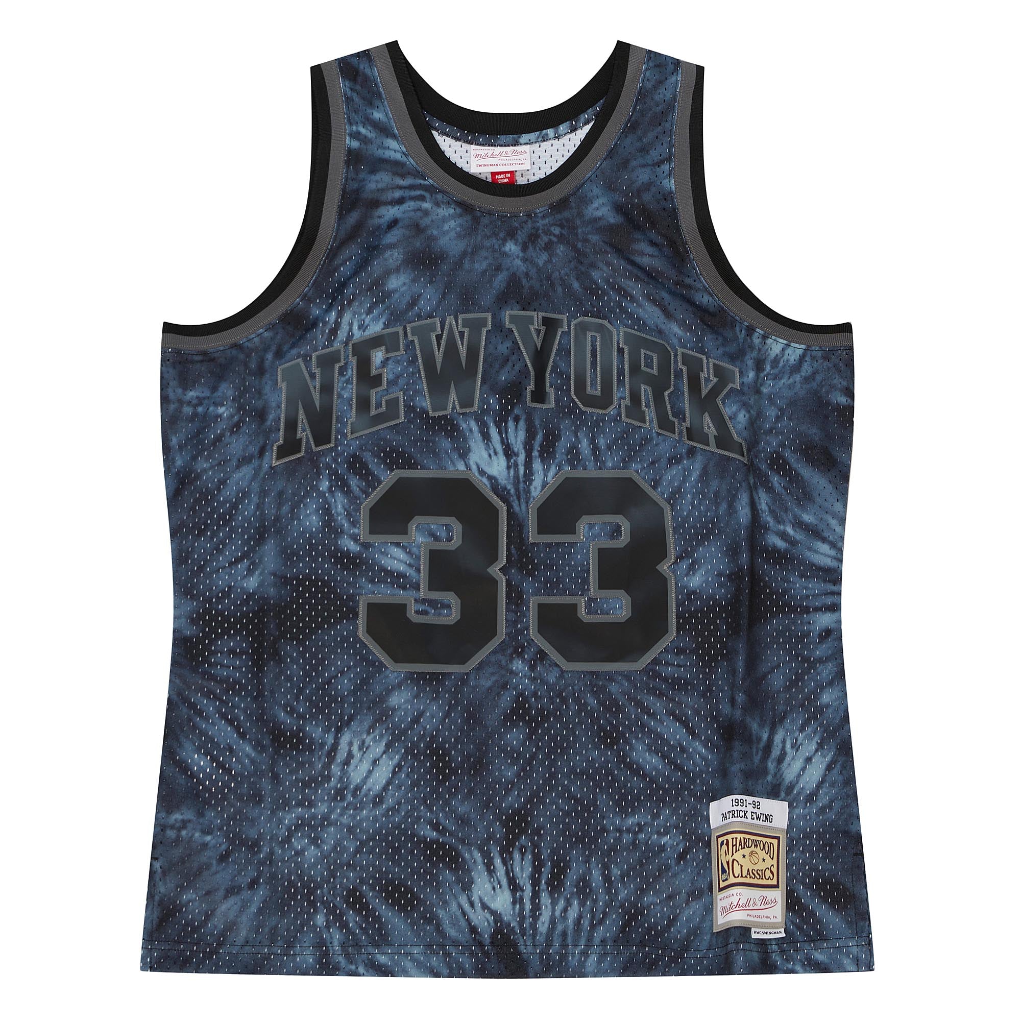 NBA Black Tie Dye Swingman Jersey Knicks 1991 Patrick Ewing