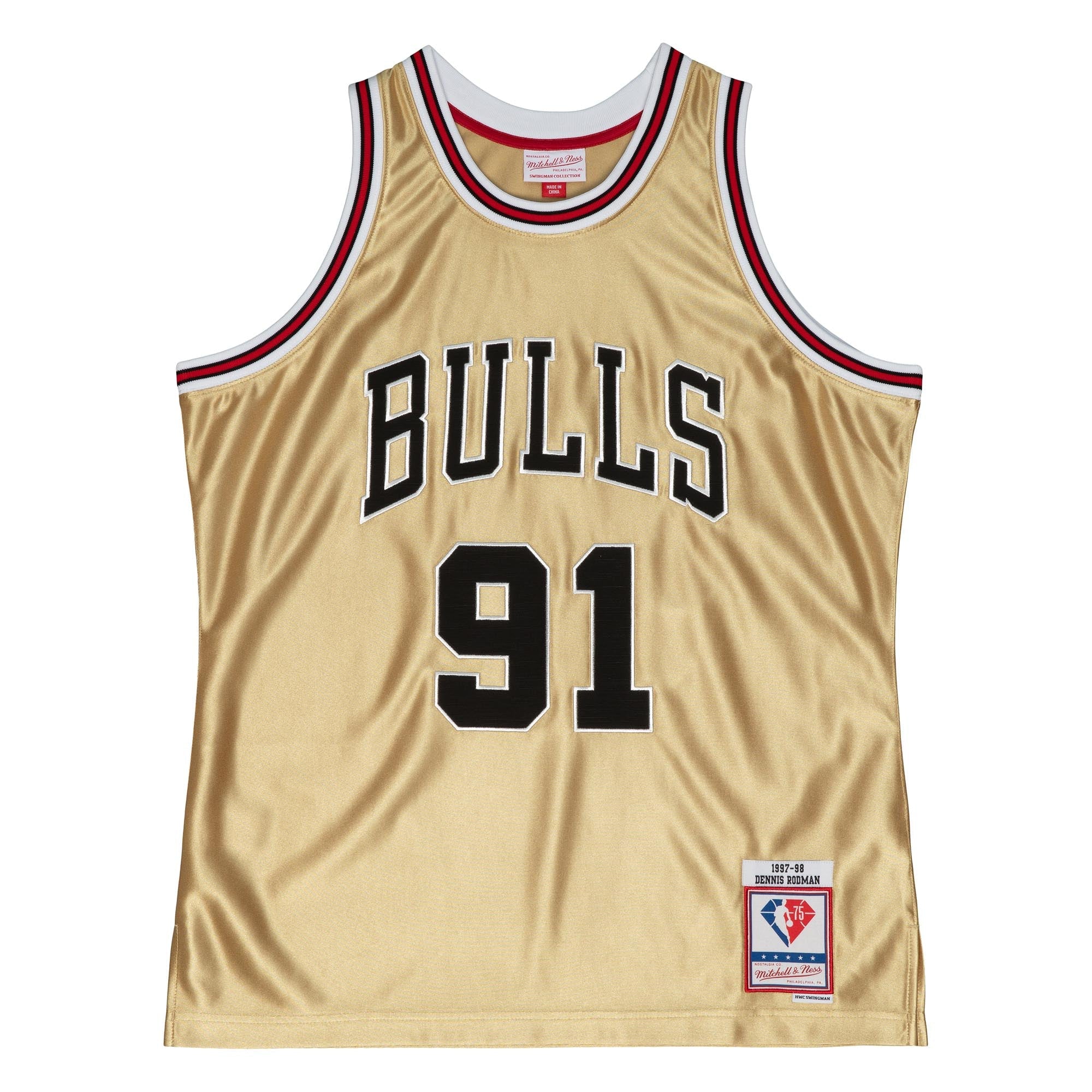 NBA 75th Gold Swingman Jersey Bulls 1997 Dennis Rodman