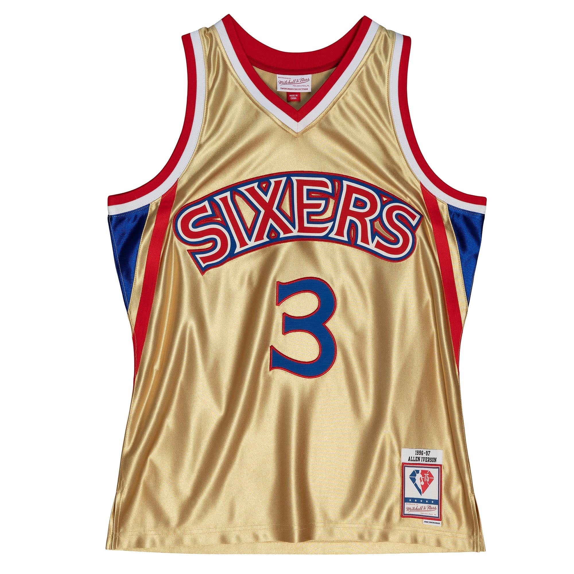 NBA 75th Gold Swingman Jersey 76ers 1996 Allen Iverson