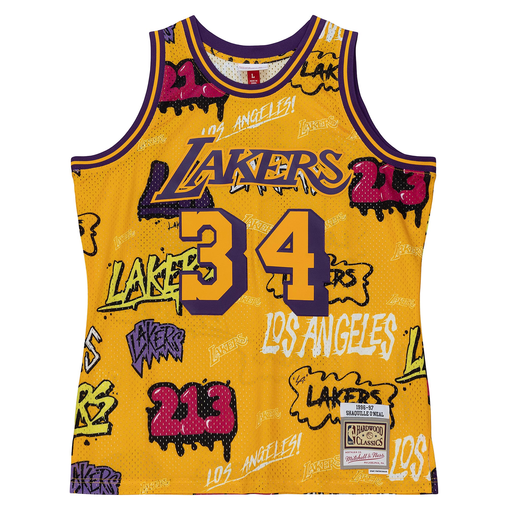NBA Slap Sticker Swingman Jersey Lakers 1996 Shaquille O'neal