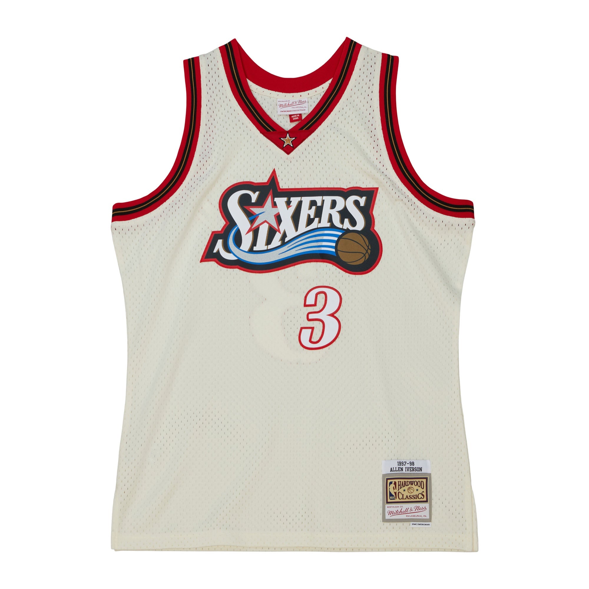 NBA Cream Team Color Swingman Jersey 76ers 1997 Allen Iverson
