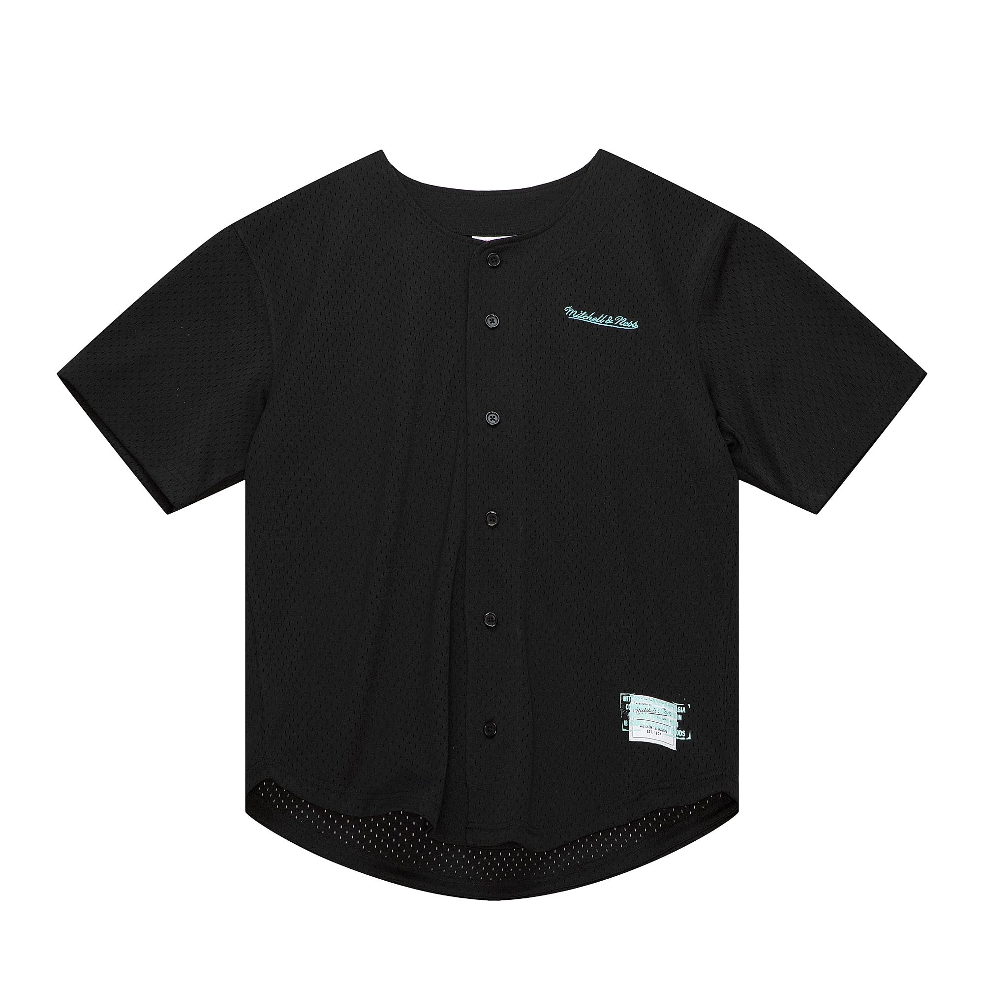 Branded Stamped Button Front Mesh Bp Black