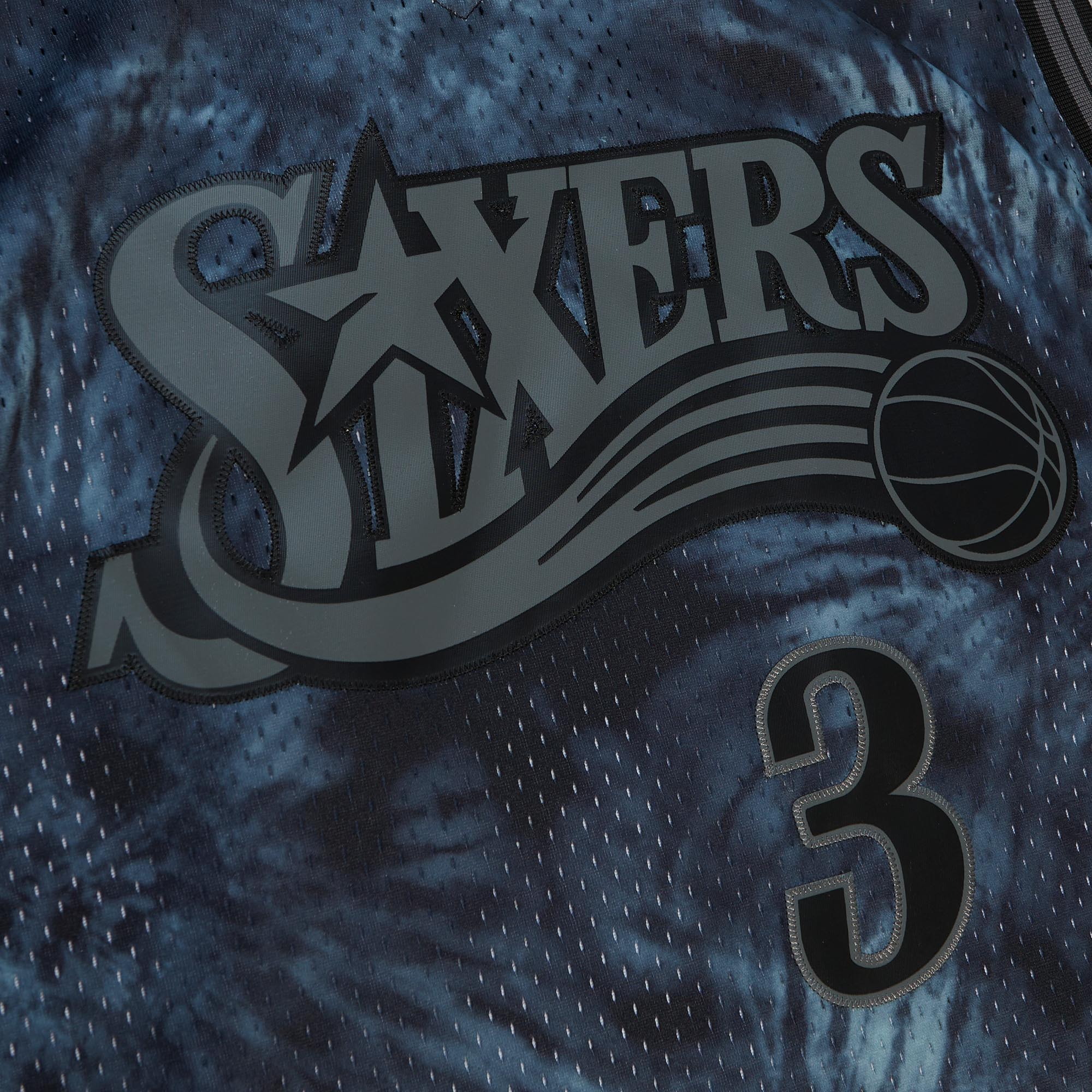 NBA BLACK TIE DYE SWINGMAN JERSEY 76ERS 00 ALLEN IVERSON PTBK